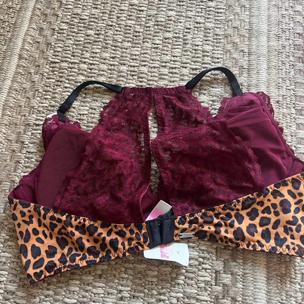 NWT VS Pink Maroon lace bralette - Picture 3 of 3